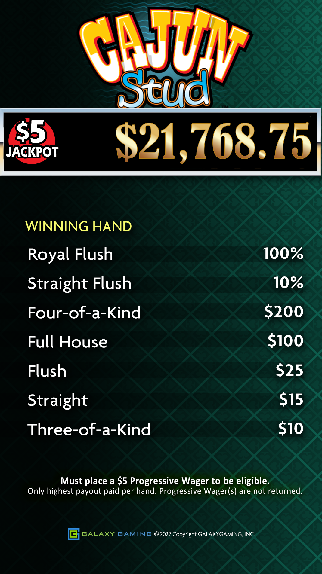 Galaxy Gaming Cajun Stud